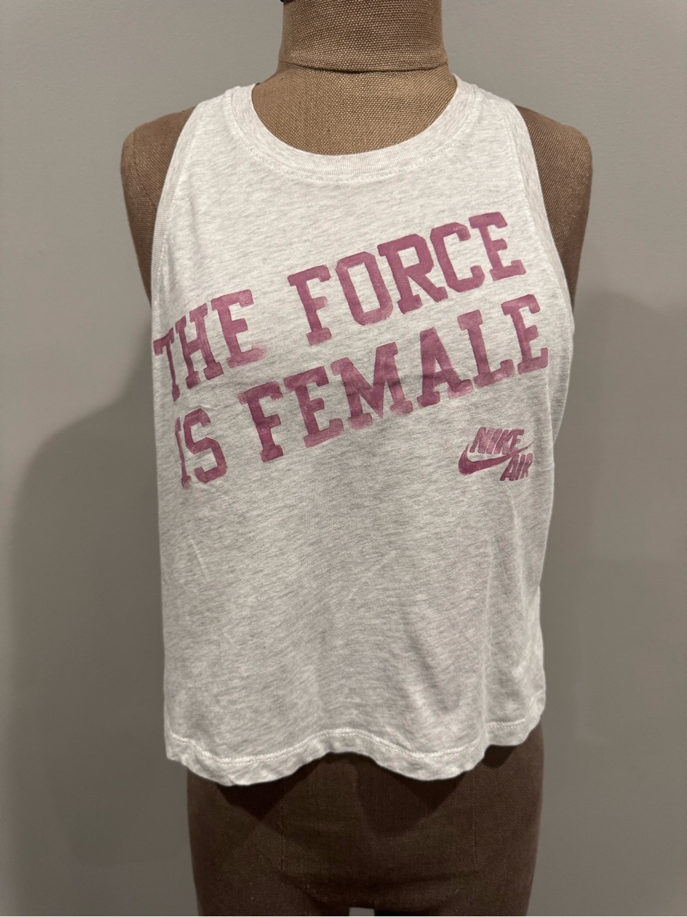 Nike White Tank with Pink 'The Force Is Female' Graphic